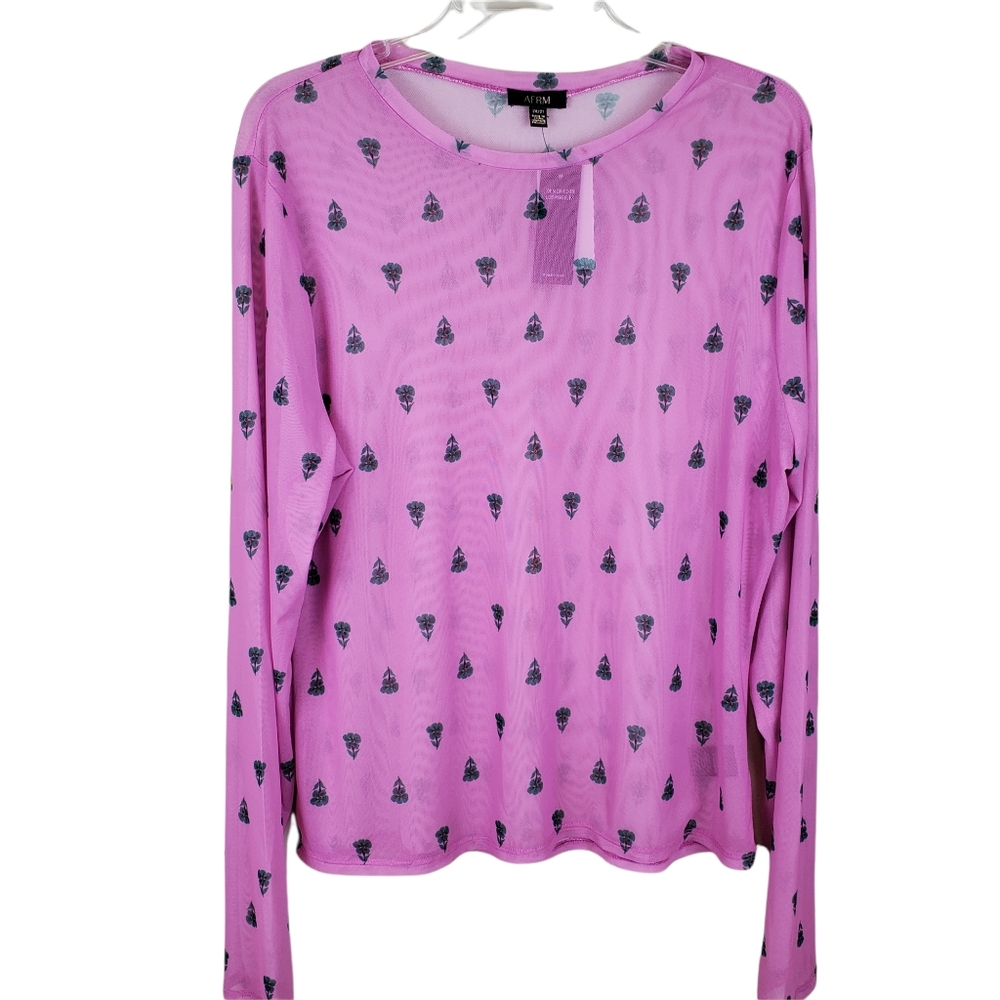 AFRM x Nordstrom Pink Fleur Sheer Top Size 2X
